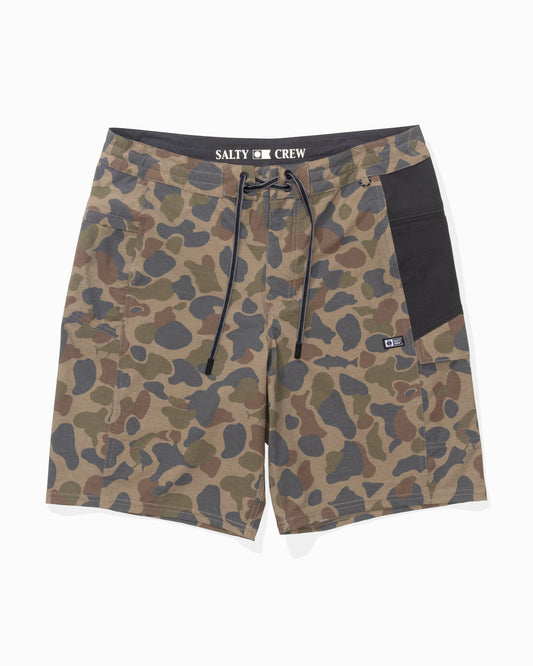 Front view of the Flagship Boatshort - Sand Camo.