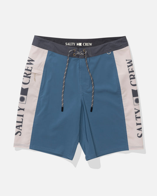Front view of the Flagship Boardshort - Mid Blue.