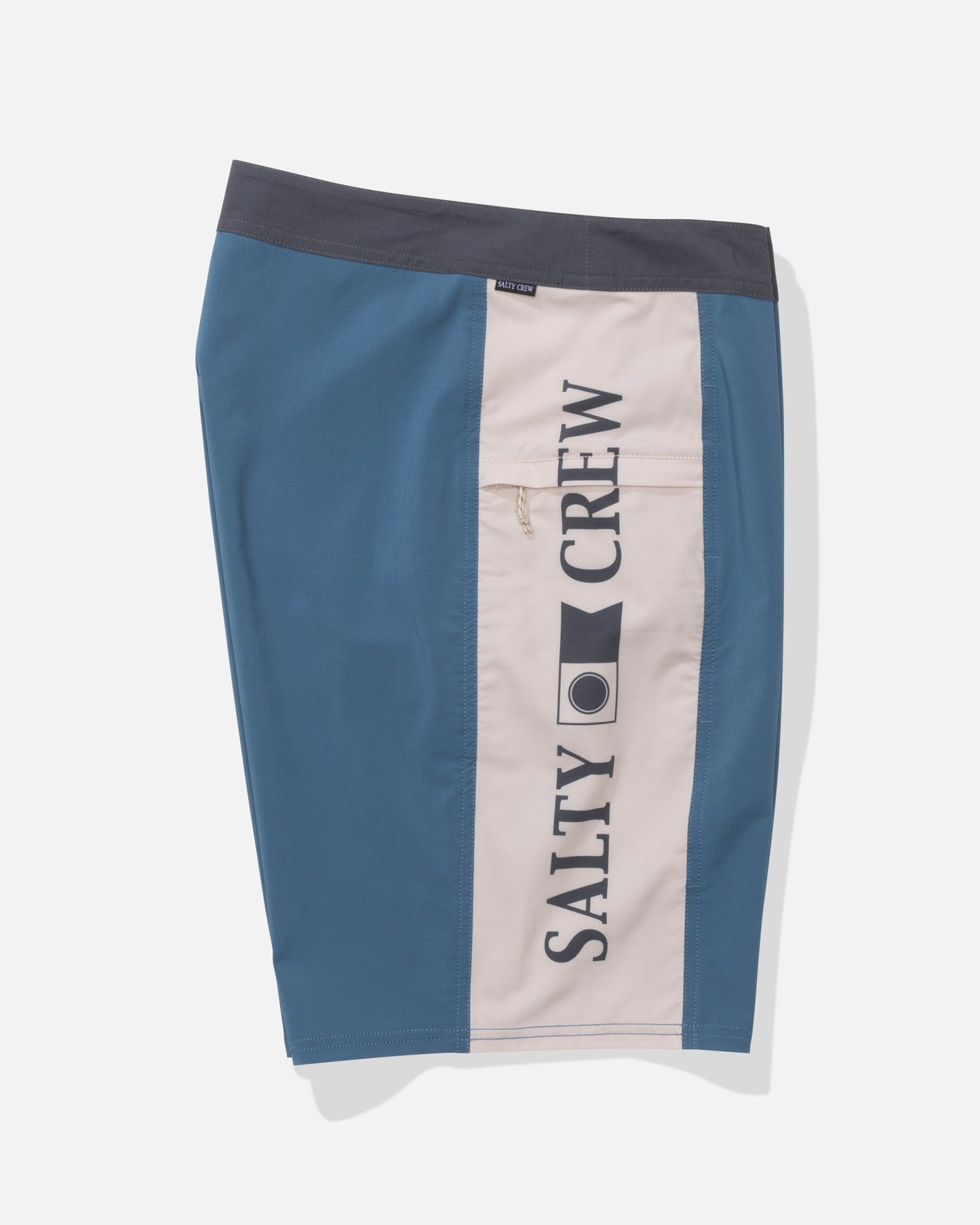 Alternate profile view of the Flagship Boardshort - Mid Blue.