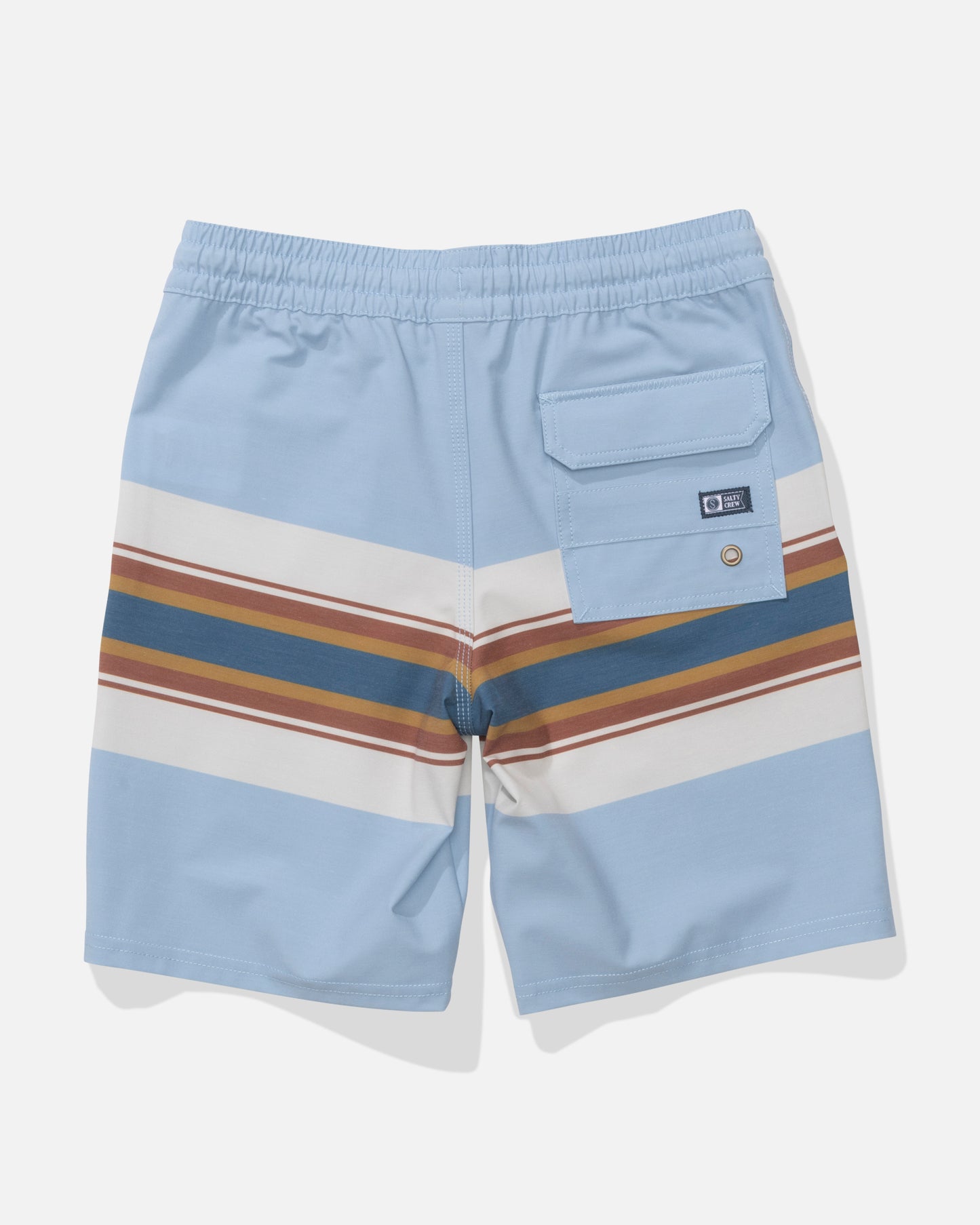 Back view of the Crew 16" Boys Stripe Volley - Coast Blue.