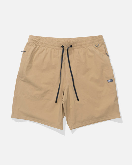 Front view of the Crew Boatshort Ewaist - Khaki.