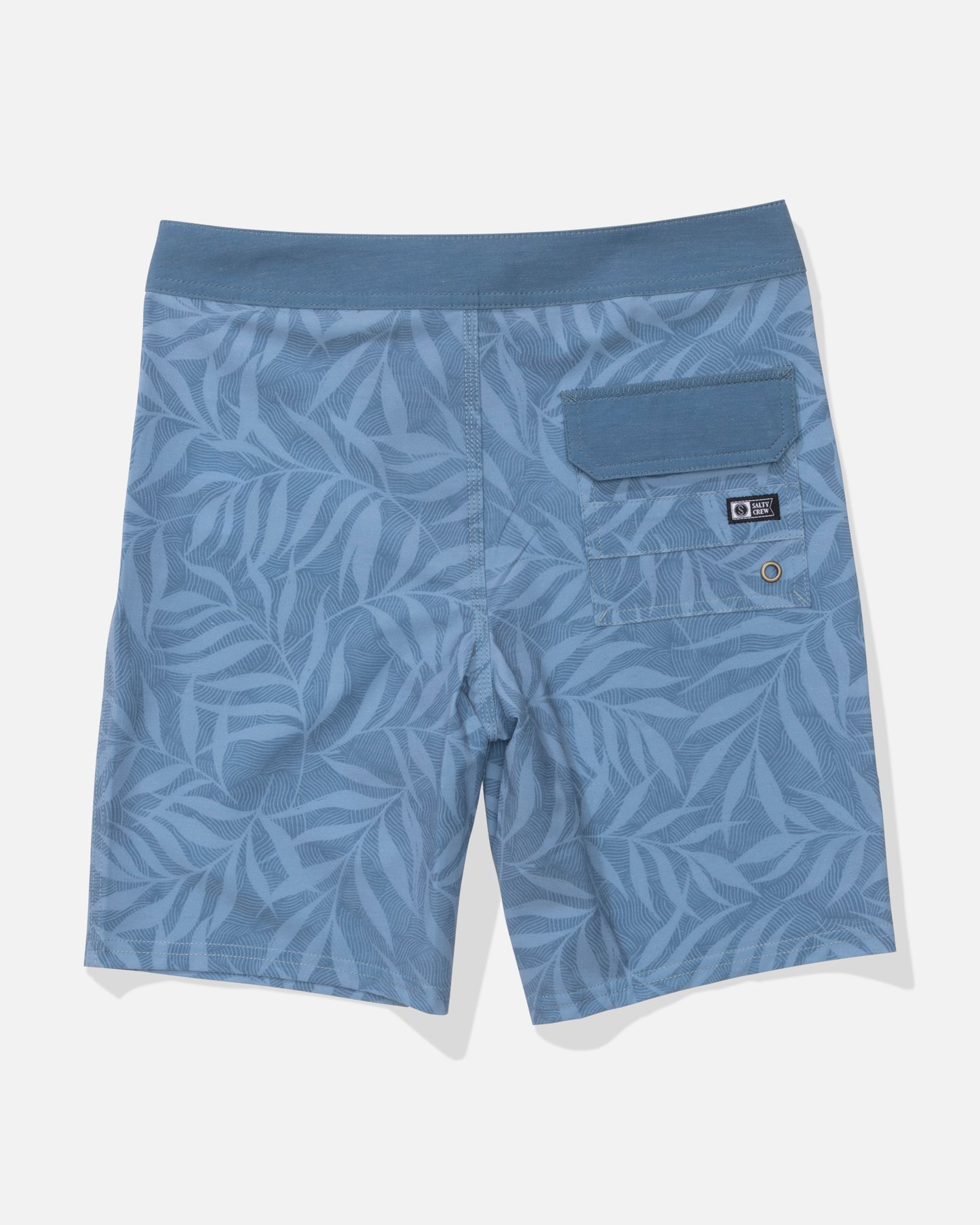 Back view of the Crew 17" Boys Boardshort - Mid Blue.