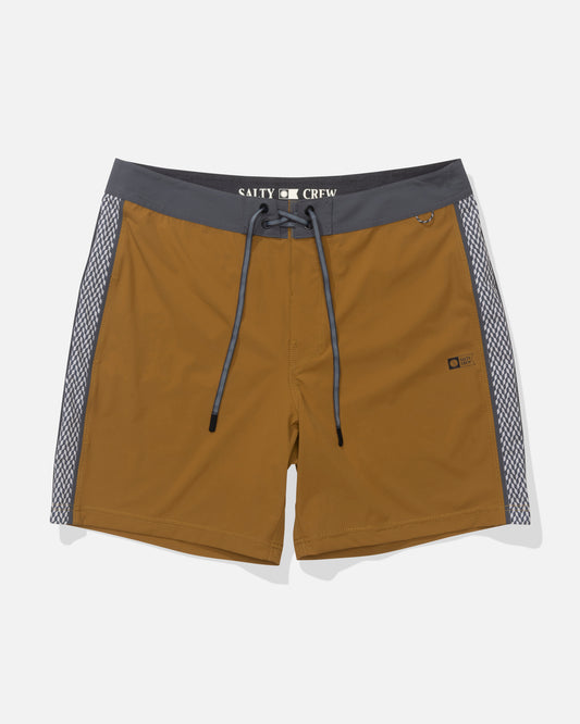 Front view of the Channel Apex Boardshort - Bronze Brown.