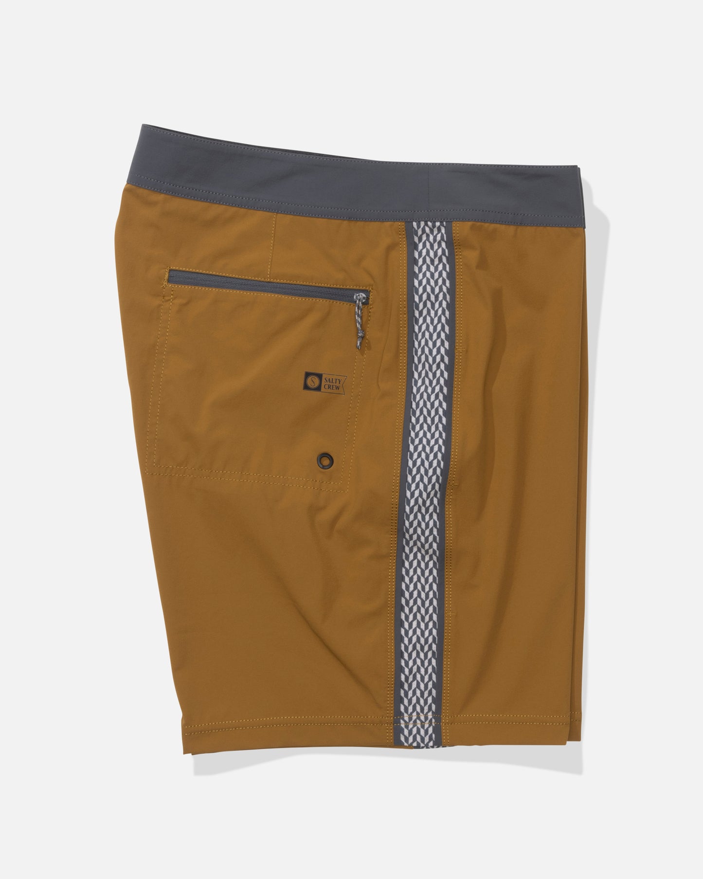 Alternate profile view of the Channel Apex Boardshort - Bronze Brown.