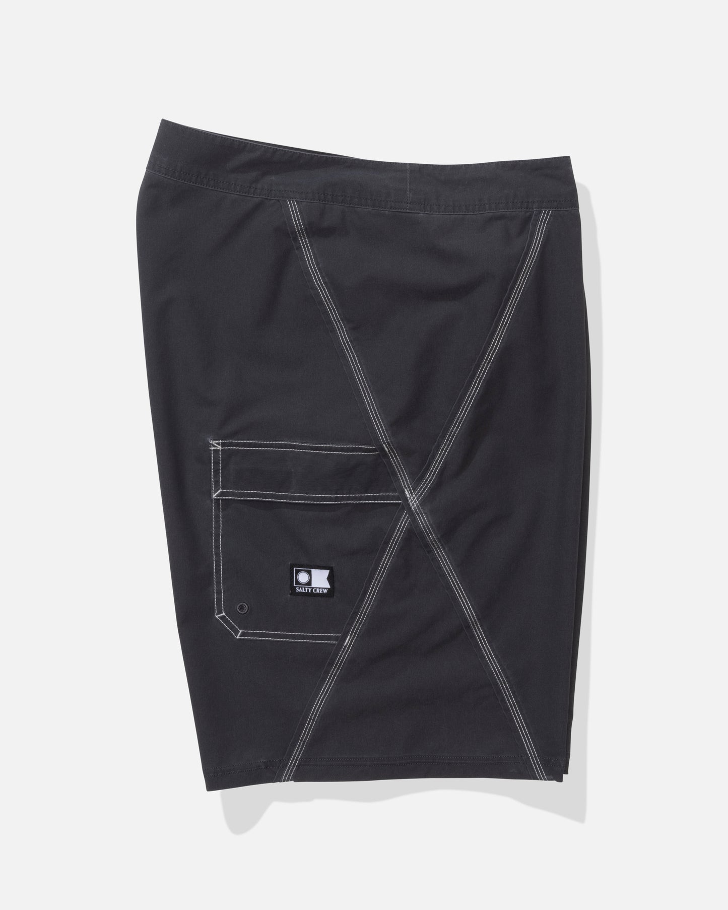 Alternate profile view of the Portal Boardshort - Black.