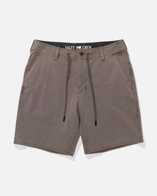 Front view of the Transom Overdye Short - Dark Brown.