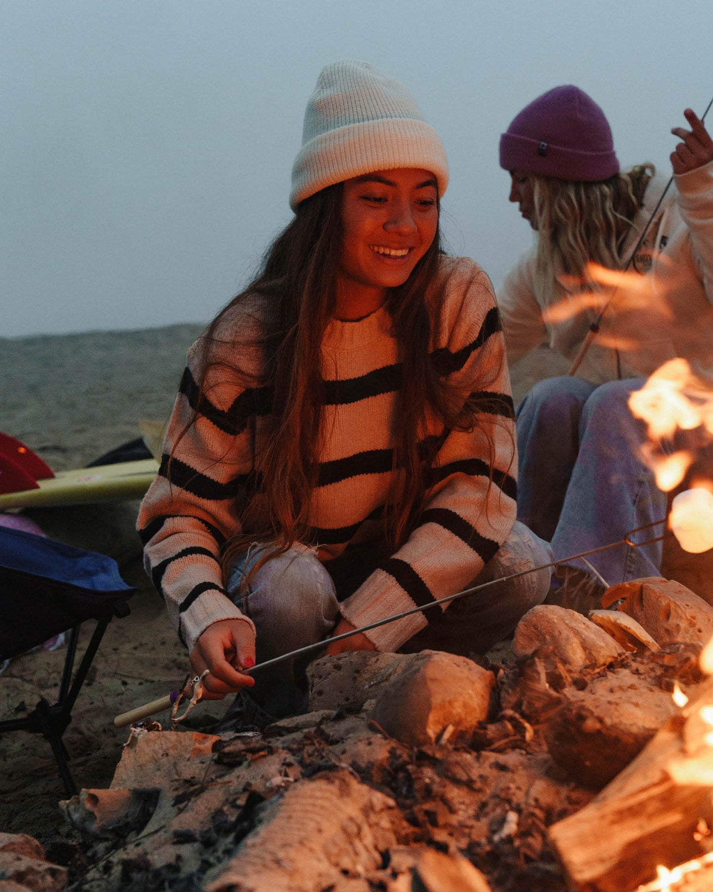 Lifestyle shot of the Breezer Beanie - Off White.