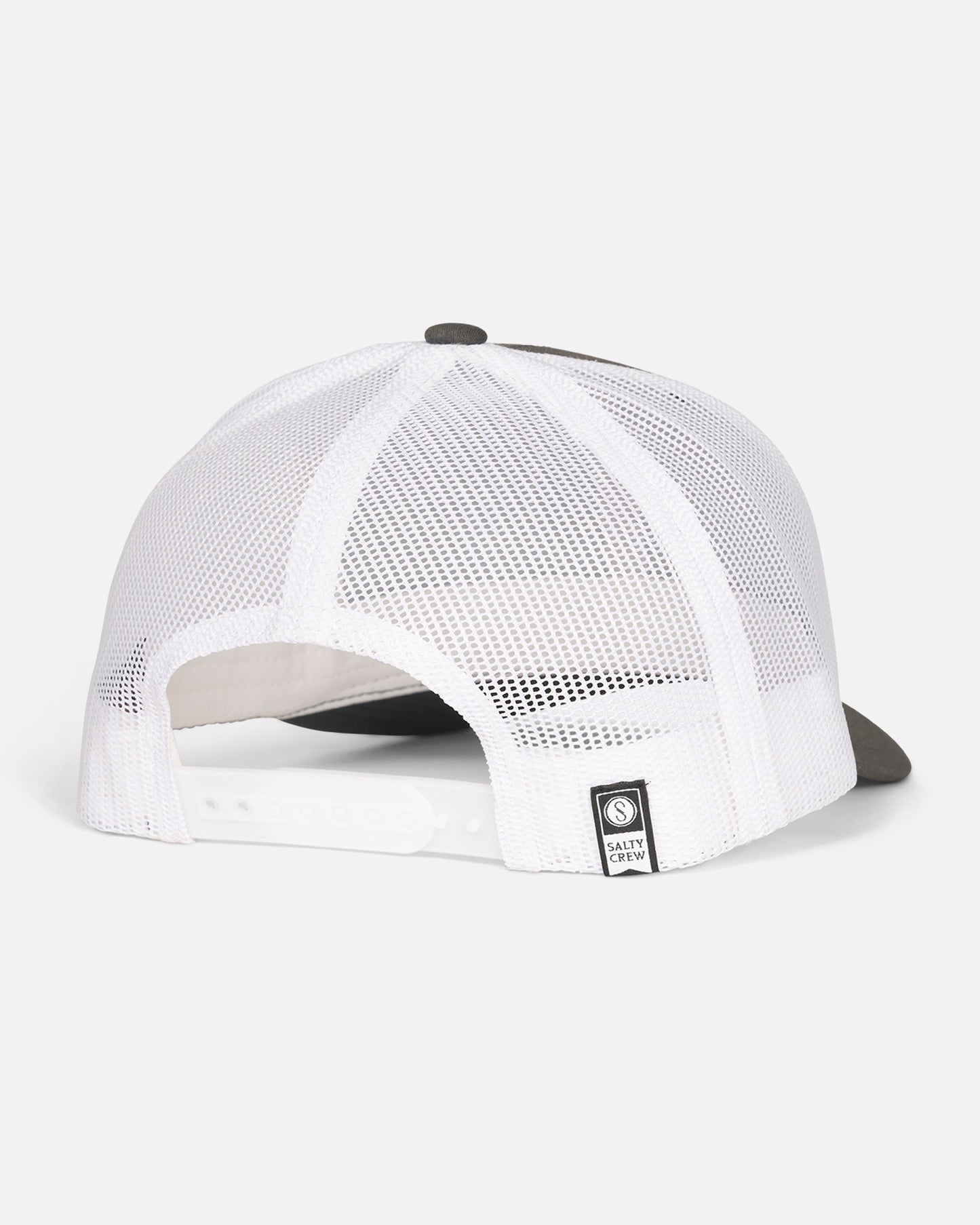 Back view of the Bottom Dweller Retro Trucker Hat - Charcoal White.