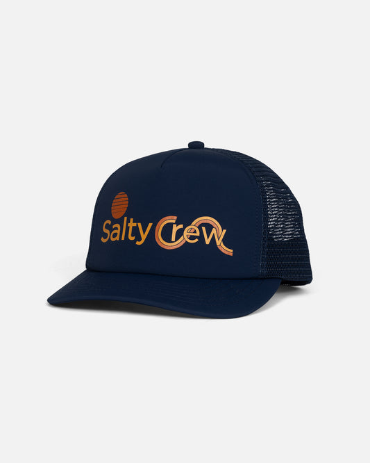 Front view of the Sunny Foamy Trucker Hat - Navy.