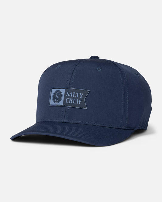 Front view of the Apex Flexfit 6 Panel - Navy.