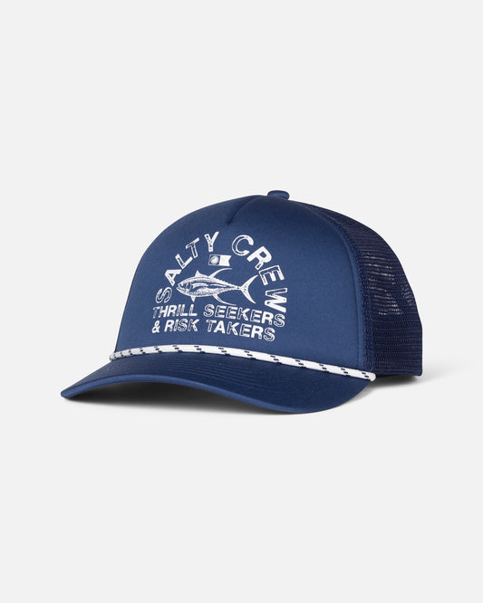 Front view of the Pitstop Trucker - Bright Navy.