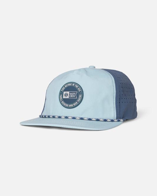 Front view of the Topshot Snapback - Seaside/Castblue.