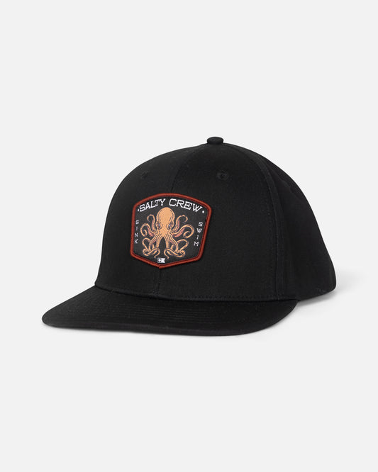 Front view of the Tako Club Boys Snapback - Black.