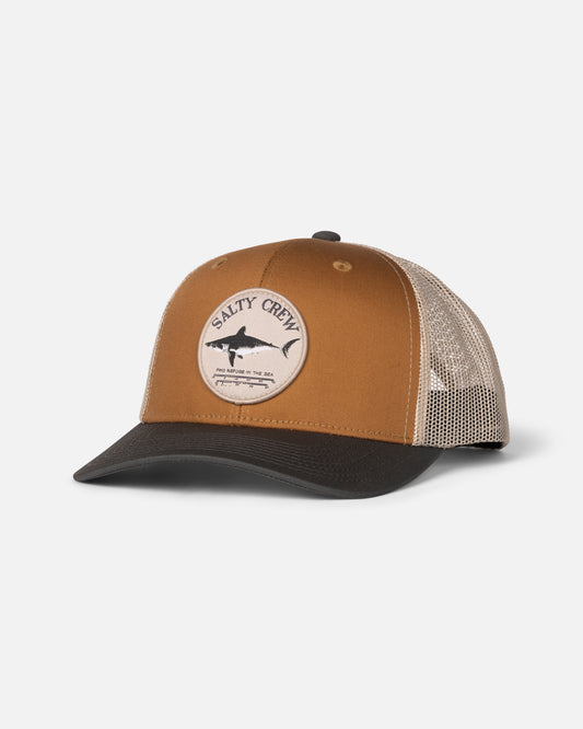 Front view of the Bruce Trucker - Brown/Iron.