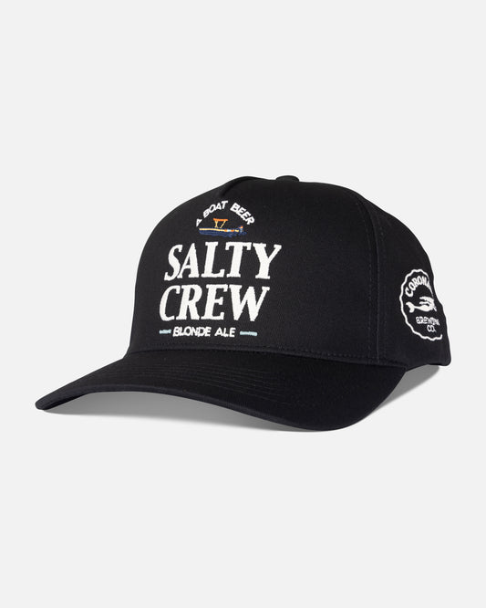 front view of Salty Brew 5 Panel Hat - Black