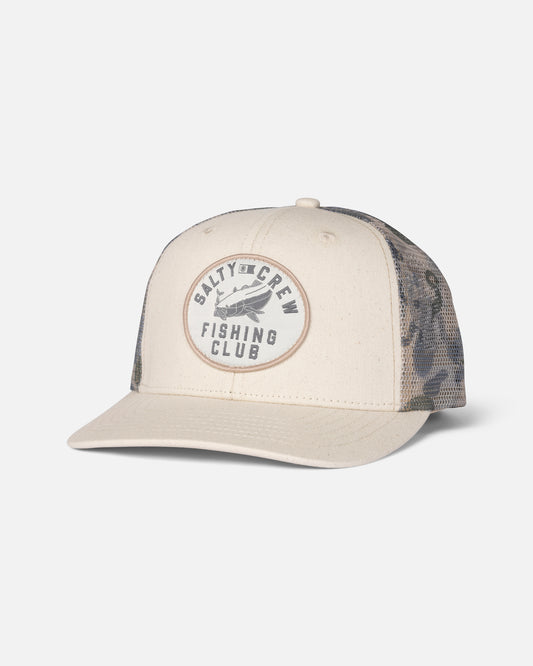 Front view of the On A Mission Trucker - Off White.