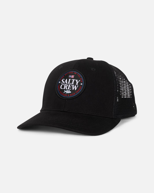 front view of America Legend Trucker Hat - Black