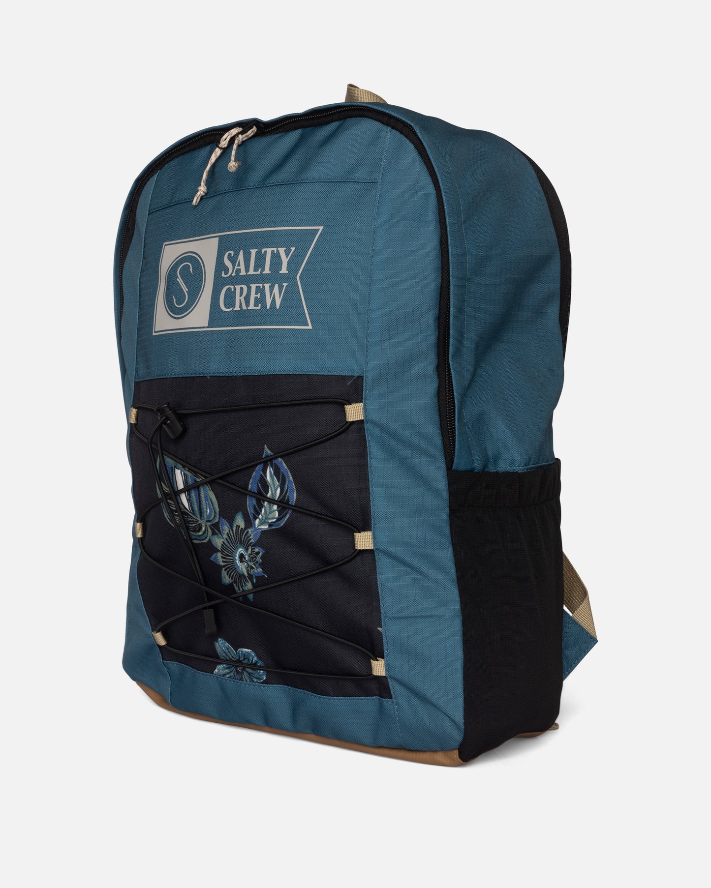 Angled front view of the Alpha Print Backpack - Hydro.