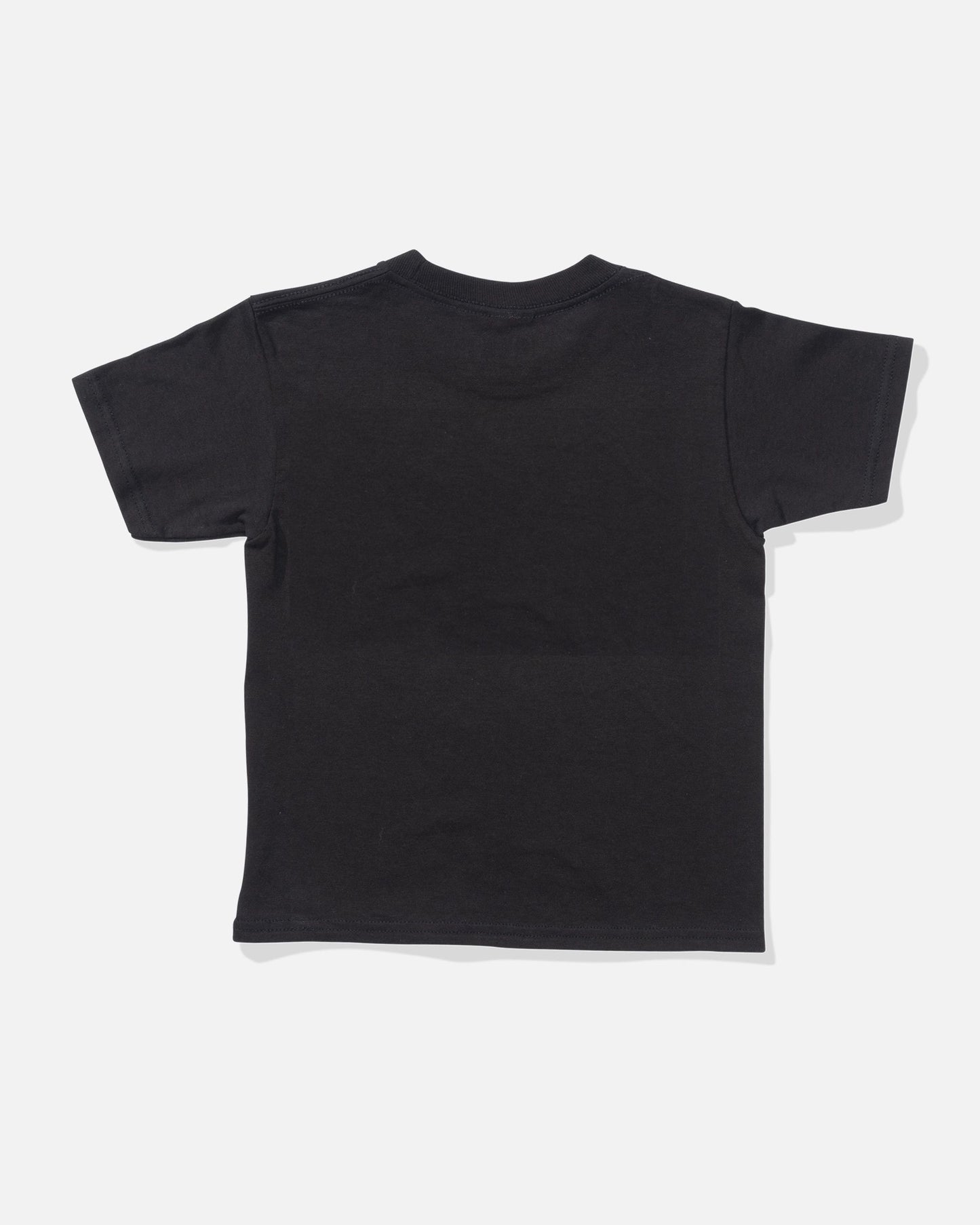 A plain black short-sleeve toddler t-shirt from Salty Crew, the Inverse Flag Toddler Tee, is laid flat on a white background and shown from the back, with no visible logos or printed designs.