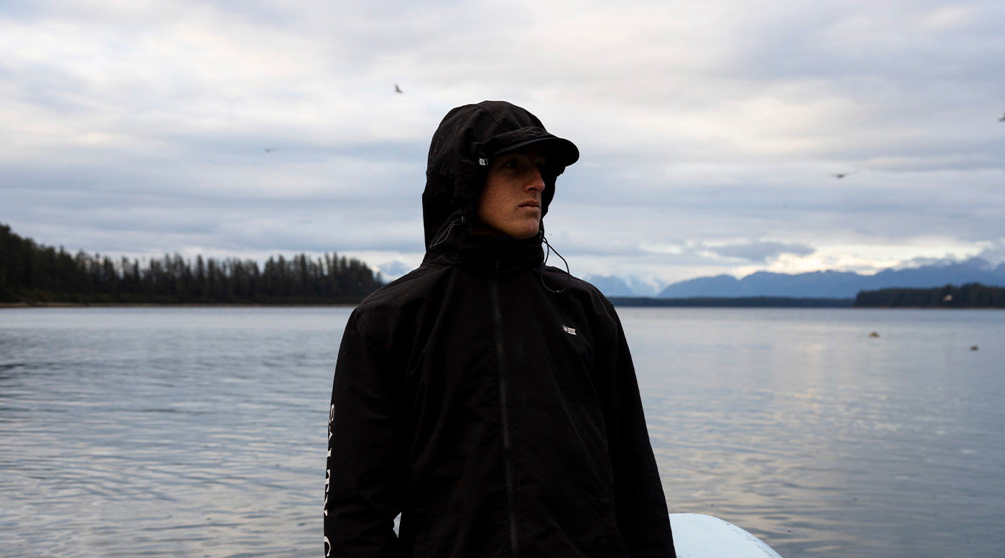 Lifestyle shot of the Pinnacle Black Jacket