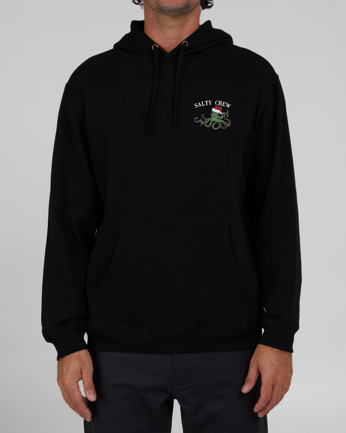 front view of Octomas Black Hood Fleece