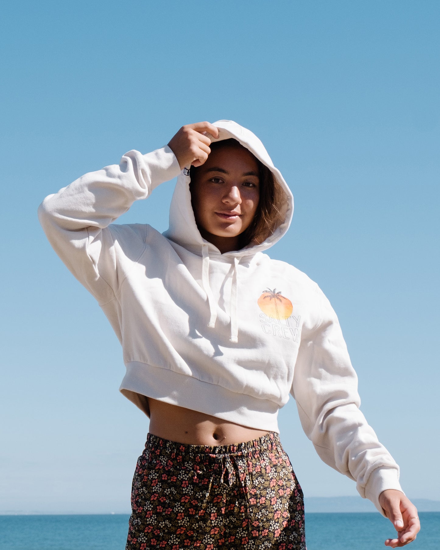 Summer Vibe Natural Crop Hoody