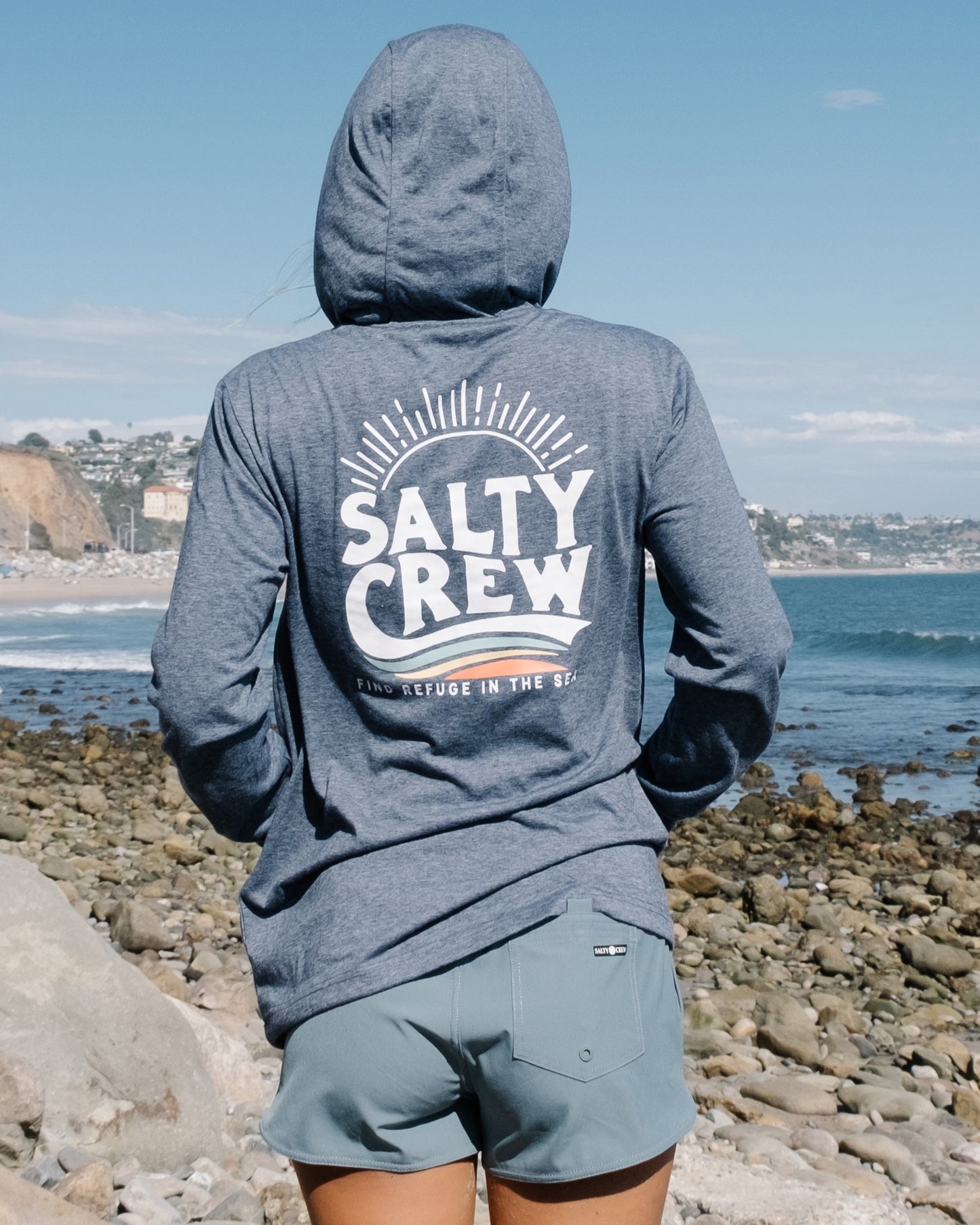 The Wave Navy Mid Weight Hoody
