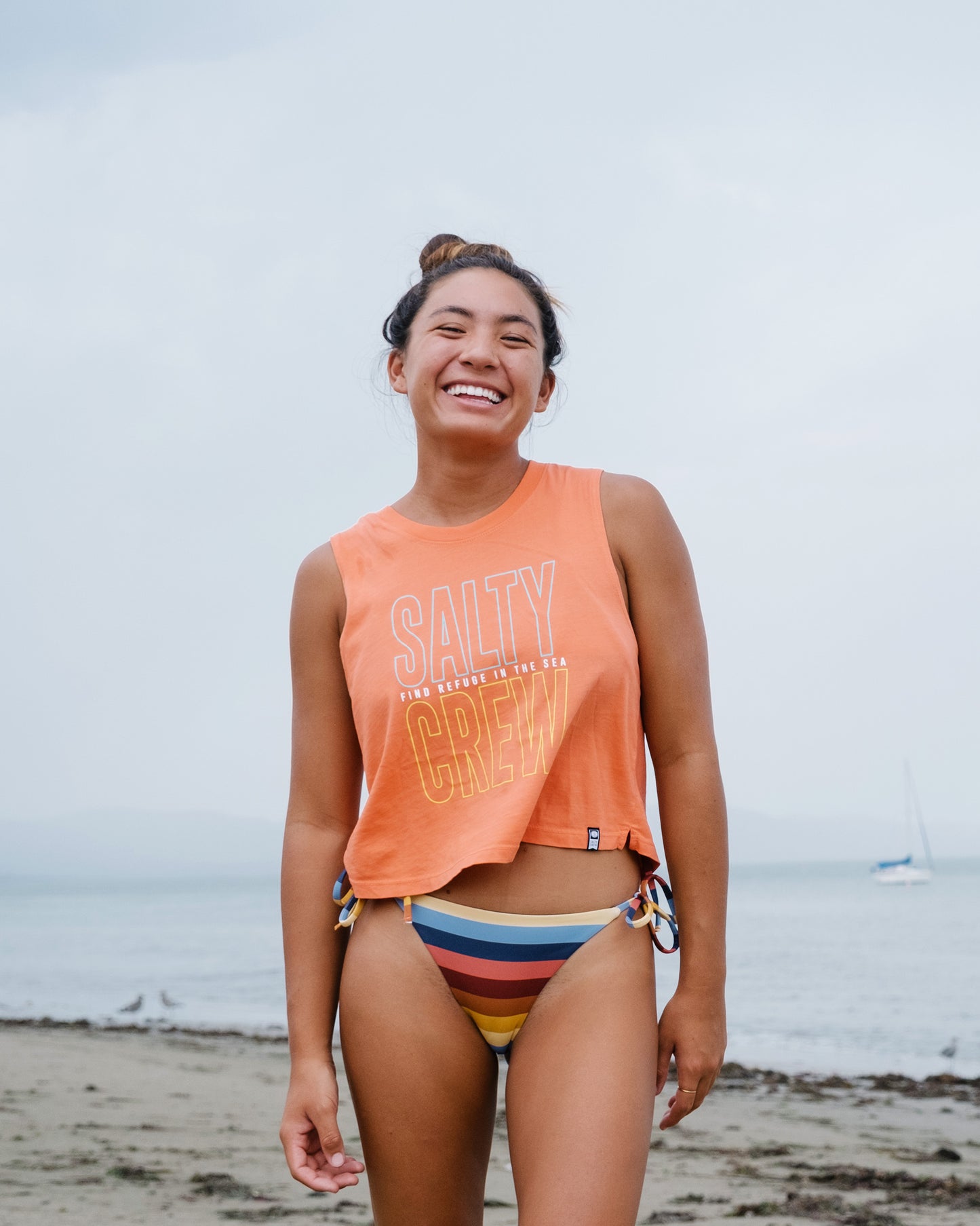 Fine Line Hot Coral Cropped Tank