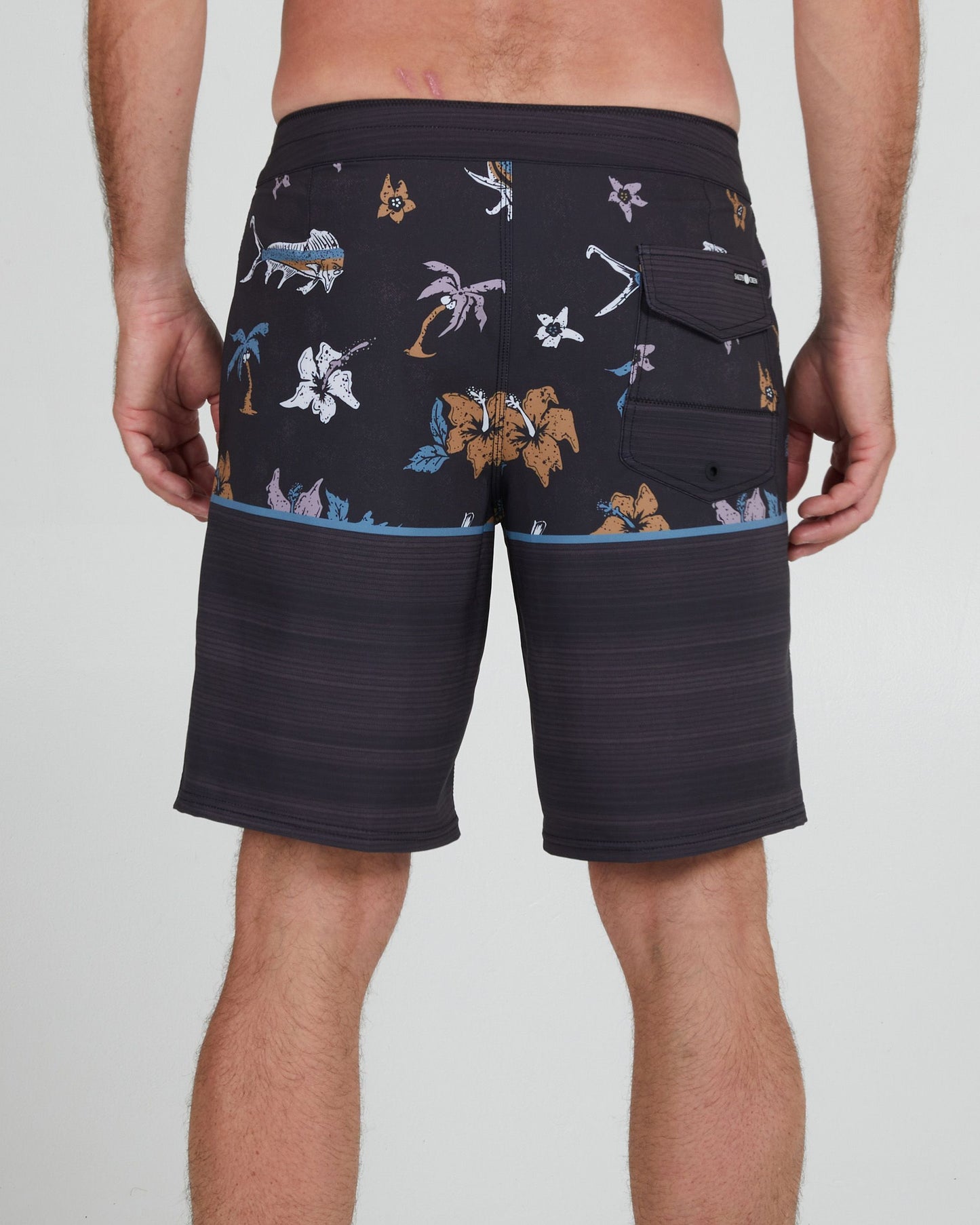 On body back of the Tandem Black/Black Boardshort