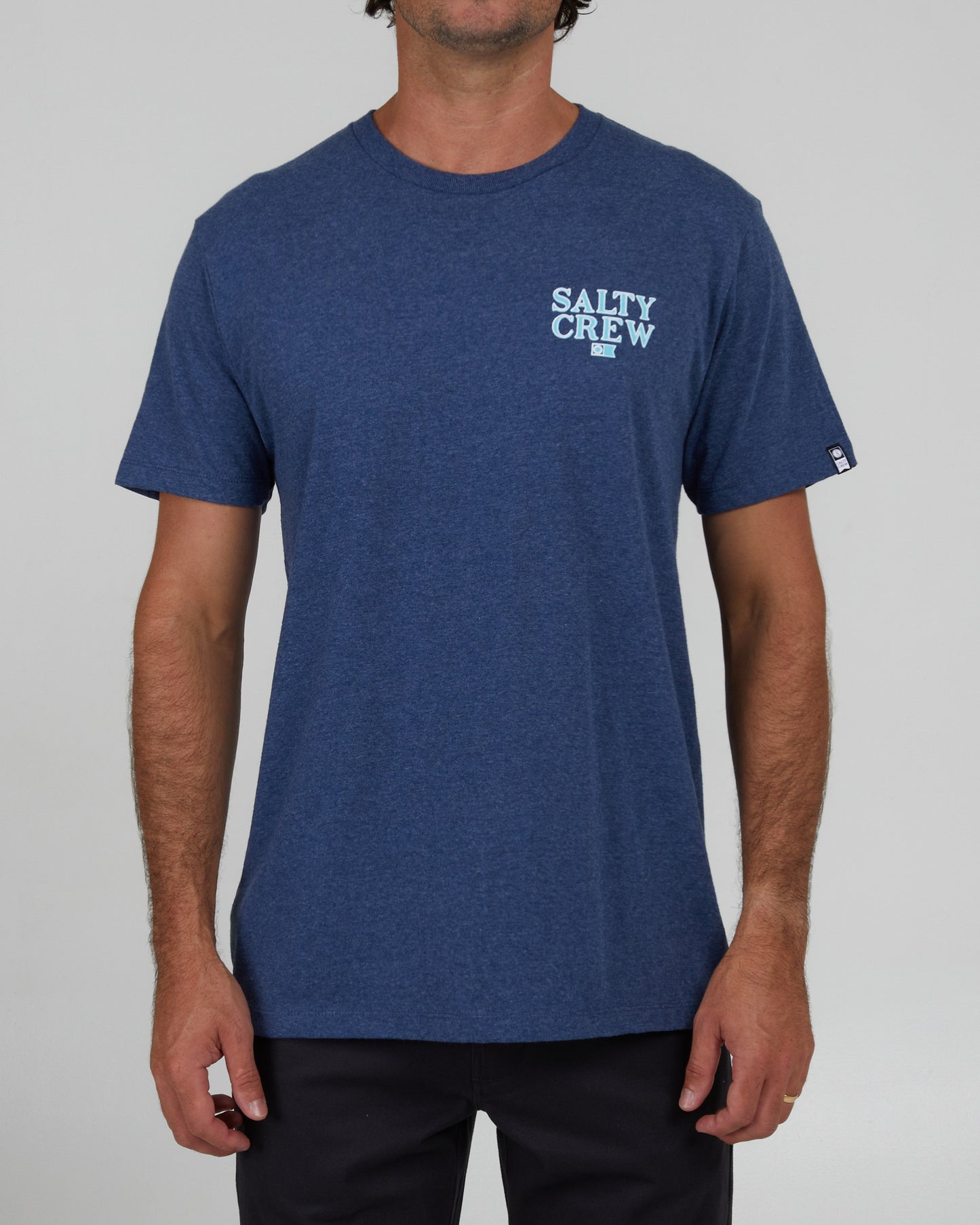 front view of Fish On Navy Heather S/S Standard Tee