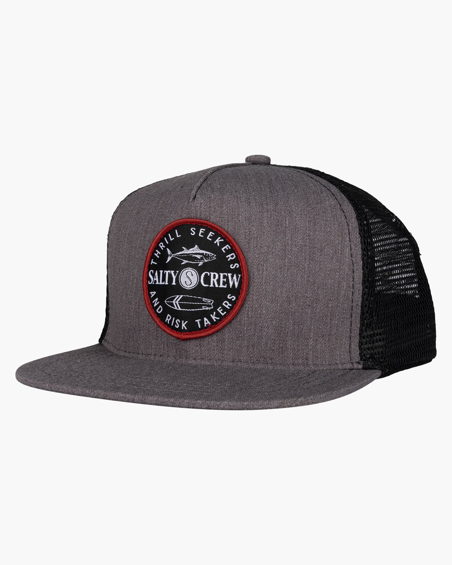 front view of Flip Flop Boys Dark Heather Grey Trucker