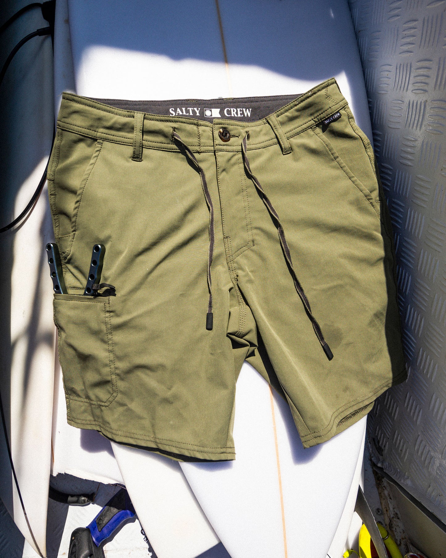 Alternate front view of the Transom Tech Short - Dusty Olive.