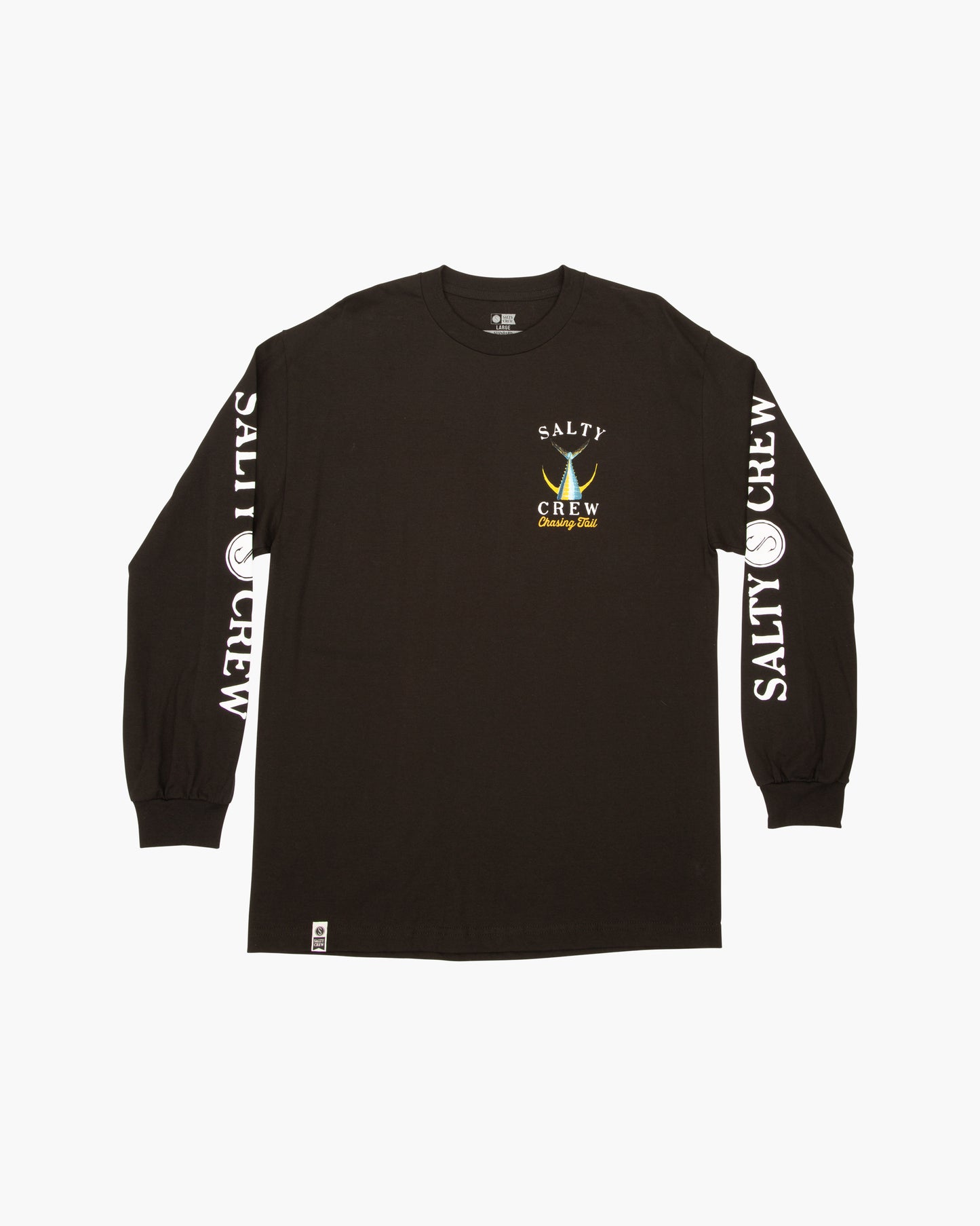 Off body front of Tailed Black L/S Standard Tee