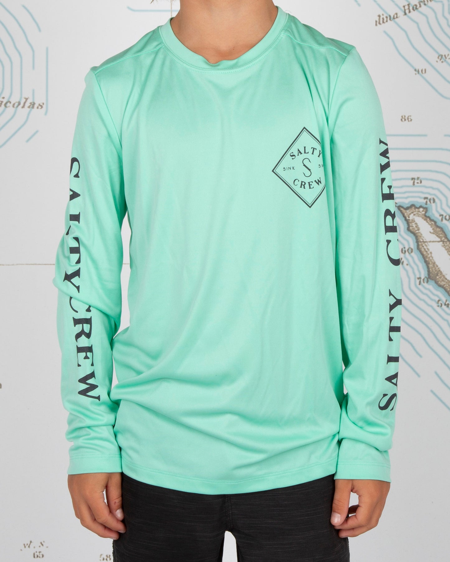 On body front of Tippet Boys Seafoam L/S Sunshirt