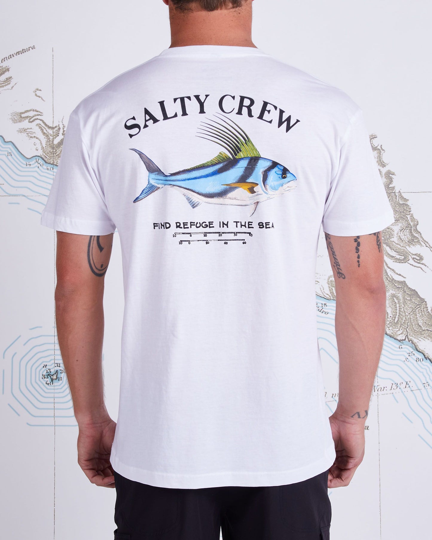 On body back of Rooster White Premium S/S Tee
