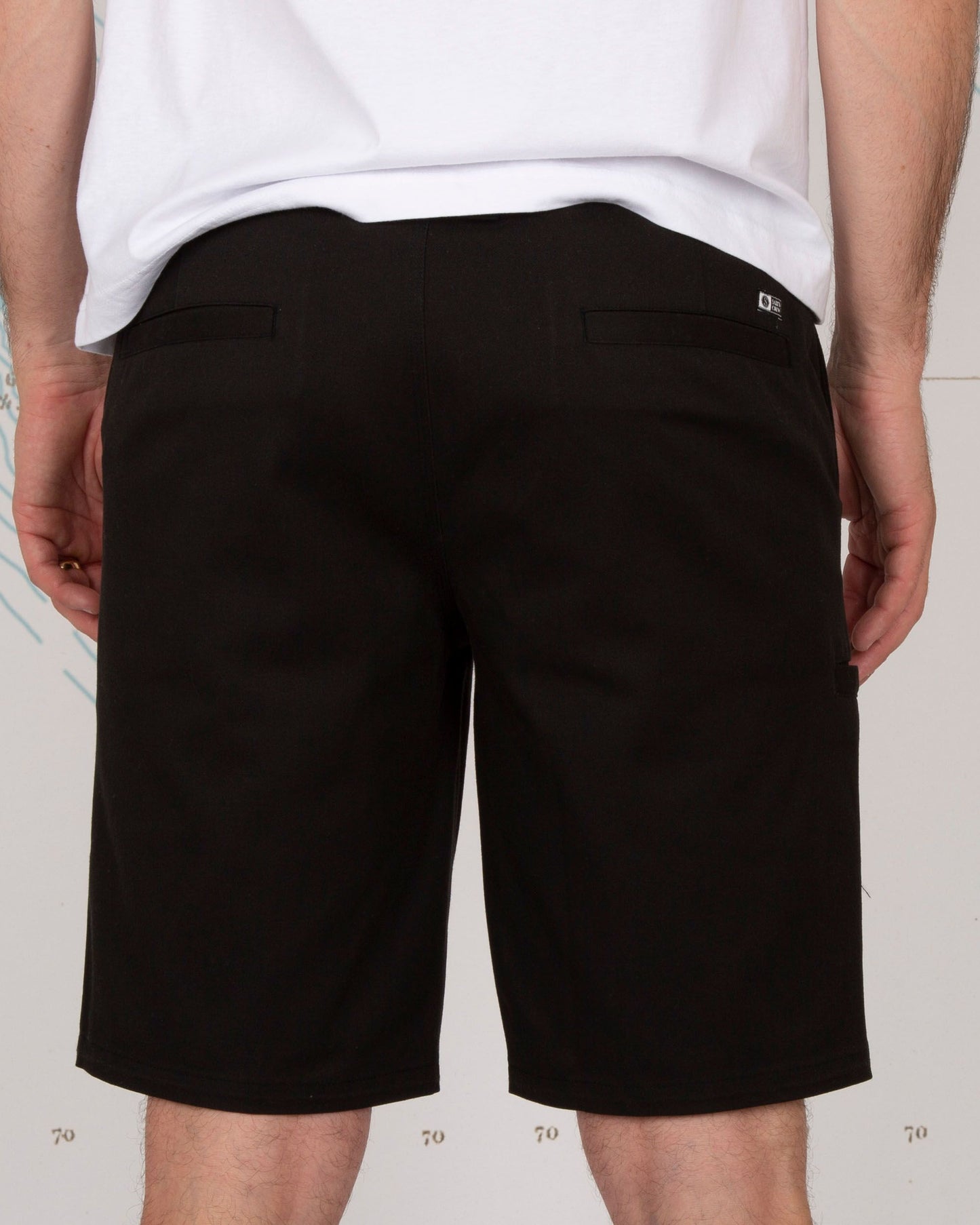 back view of Deckhand Black Chino Walk Short