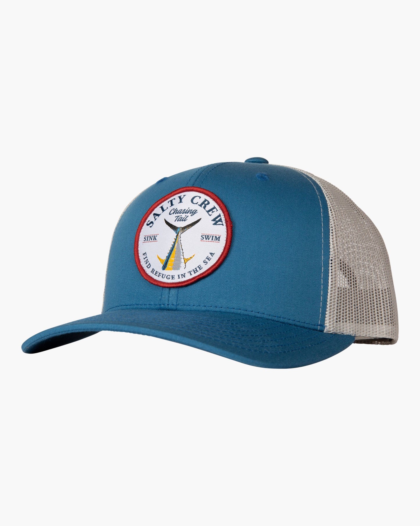 Front angle of Bottom Dweller Slate/Silver Retro Trucker