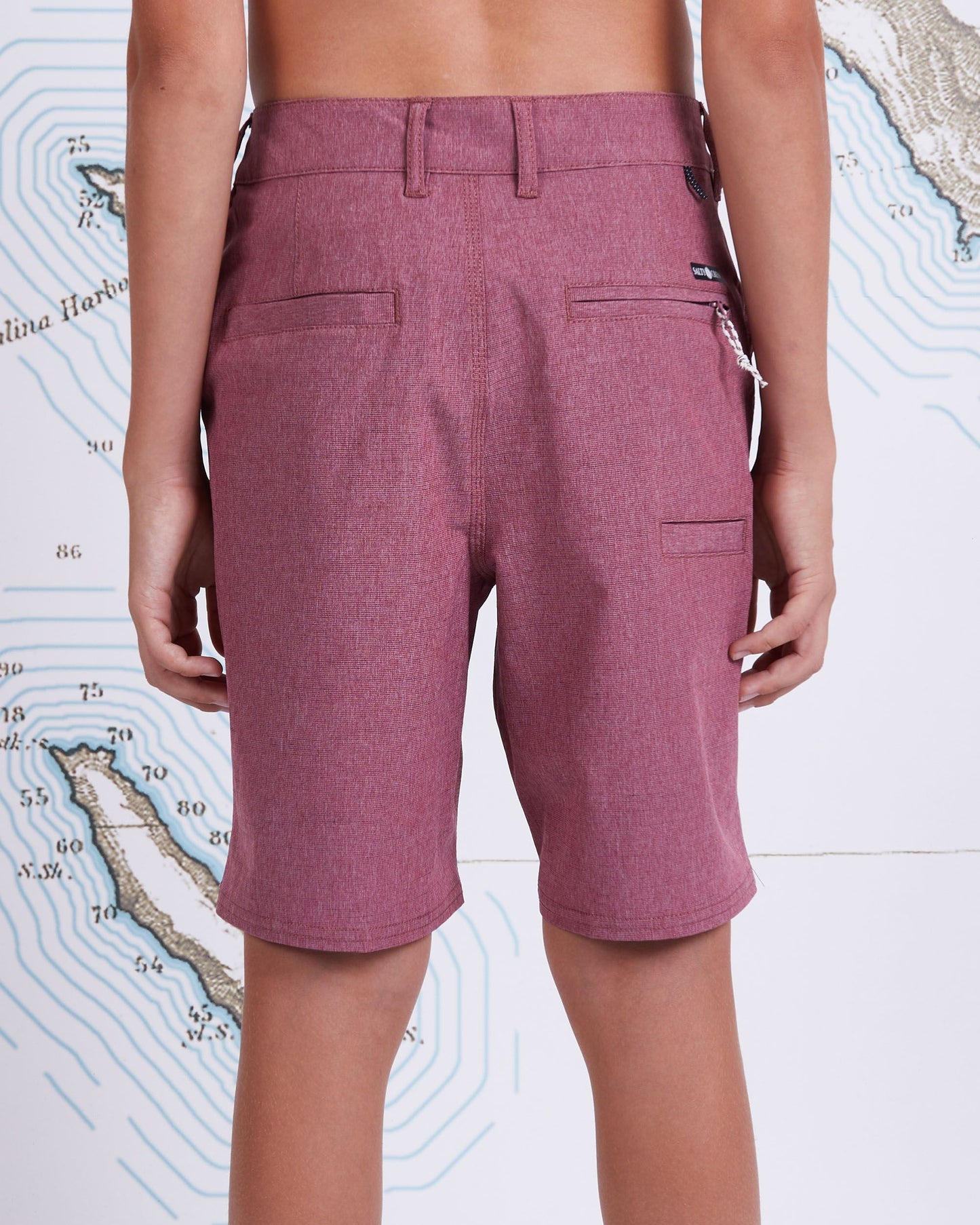 On body back of Drifter 2 Boys Redwood Hybrid Short