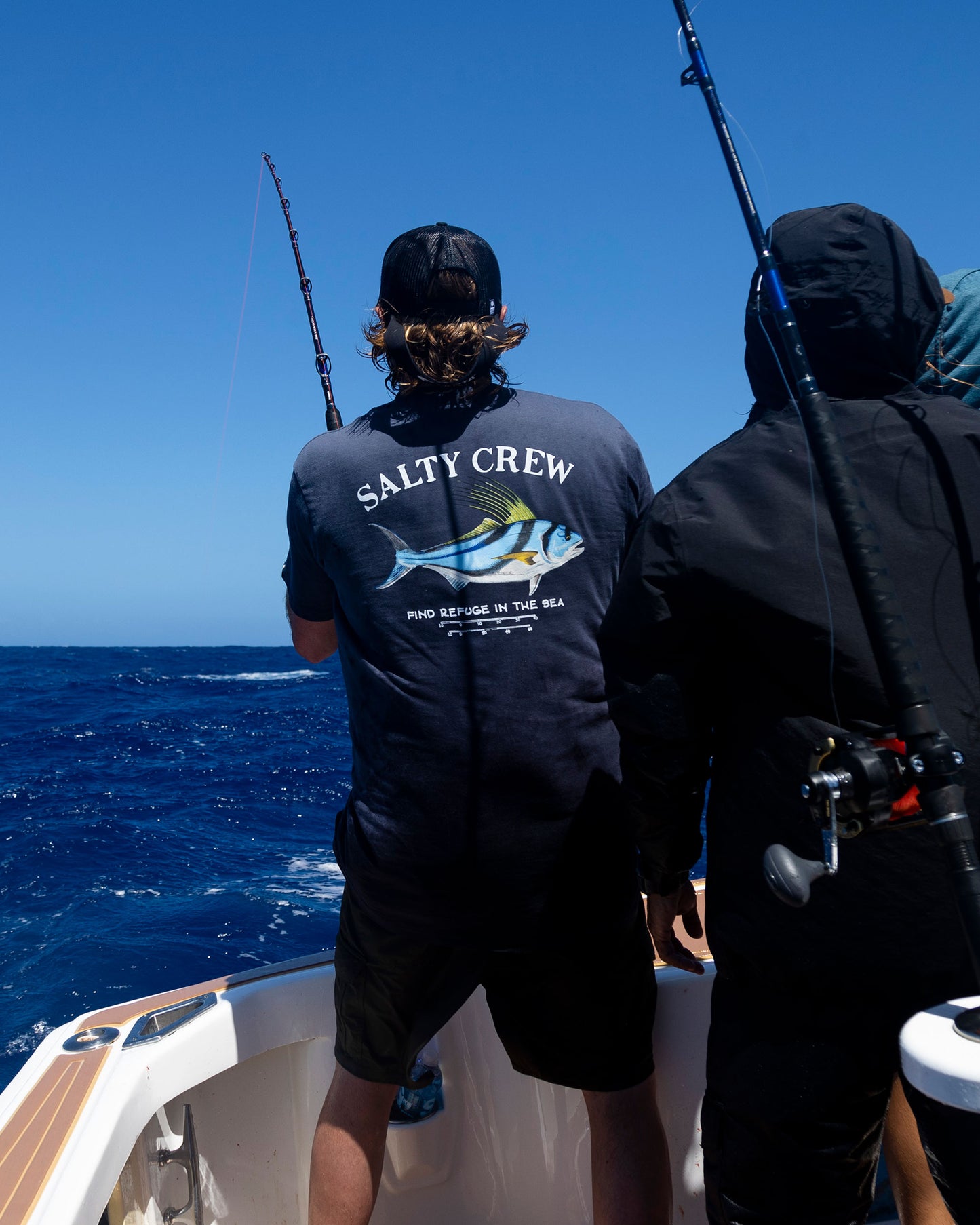 Lifestyle photo of Rooster Harbor Blue Premium S/S Tee