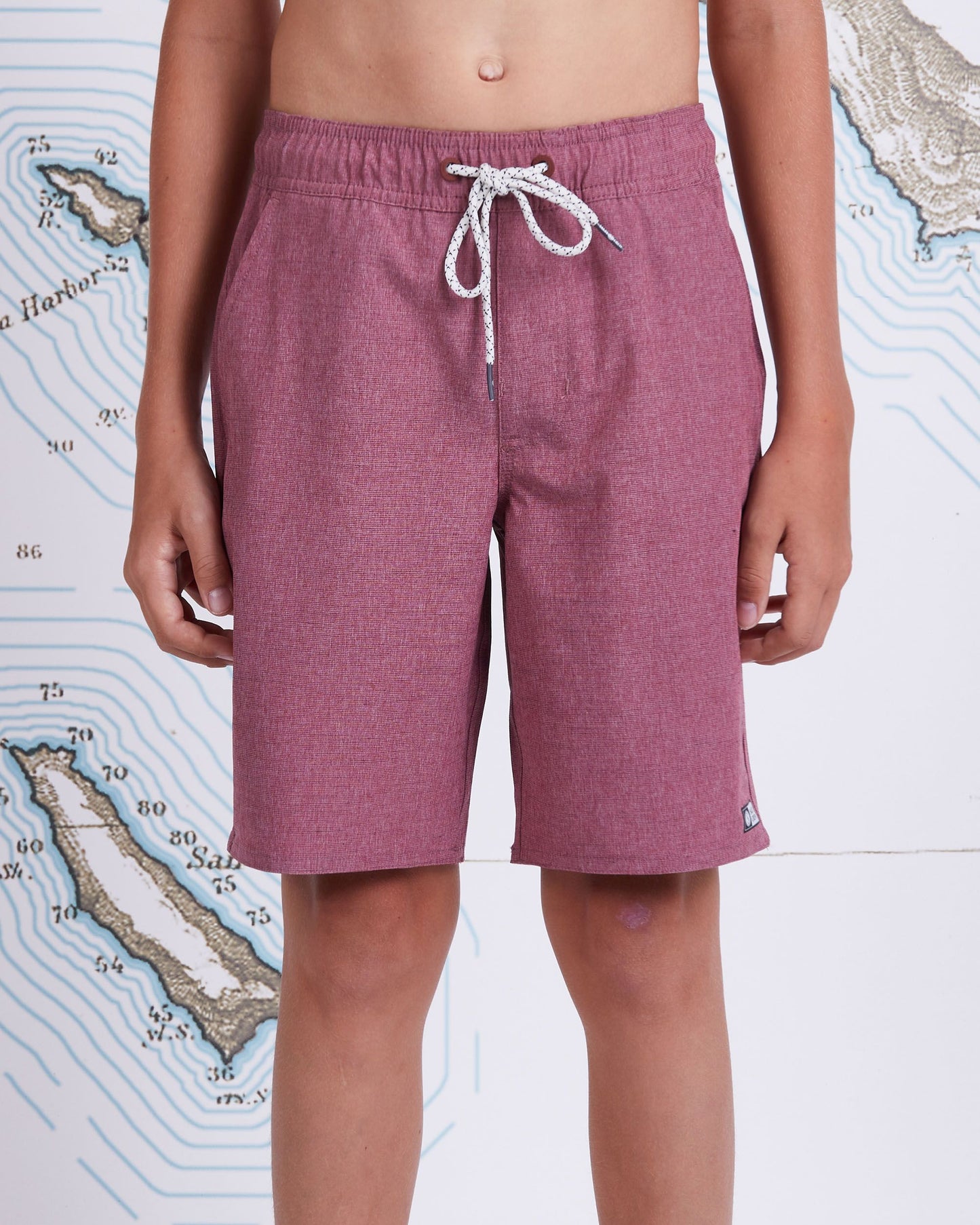 On body front of Drifter 2 Boys Redwood Hybrid Elastic