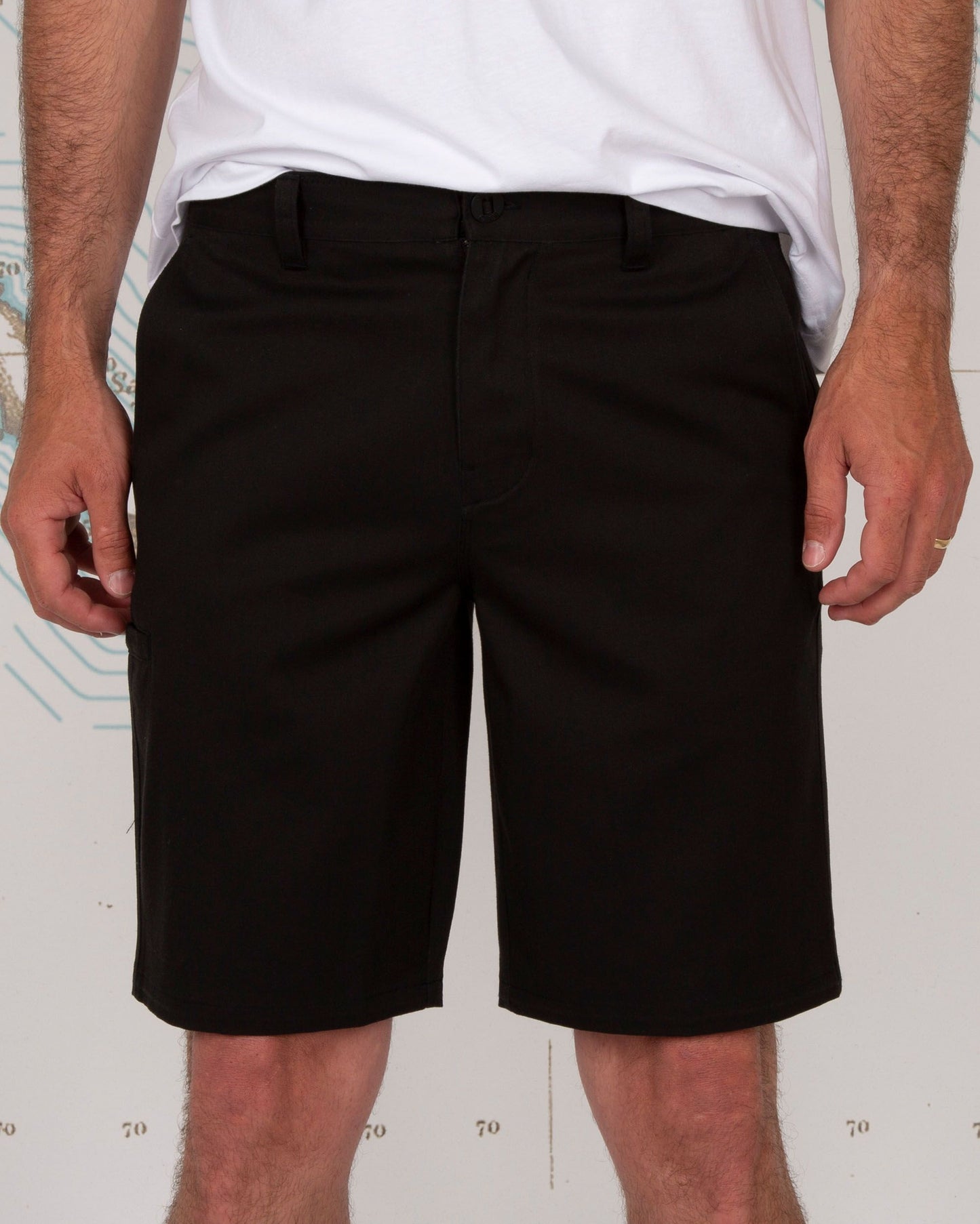 front view of Deckhand Black Chino Walk Short