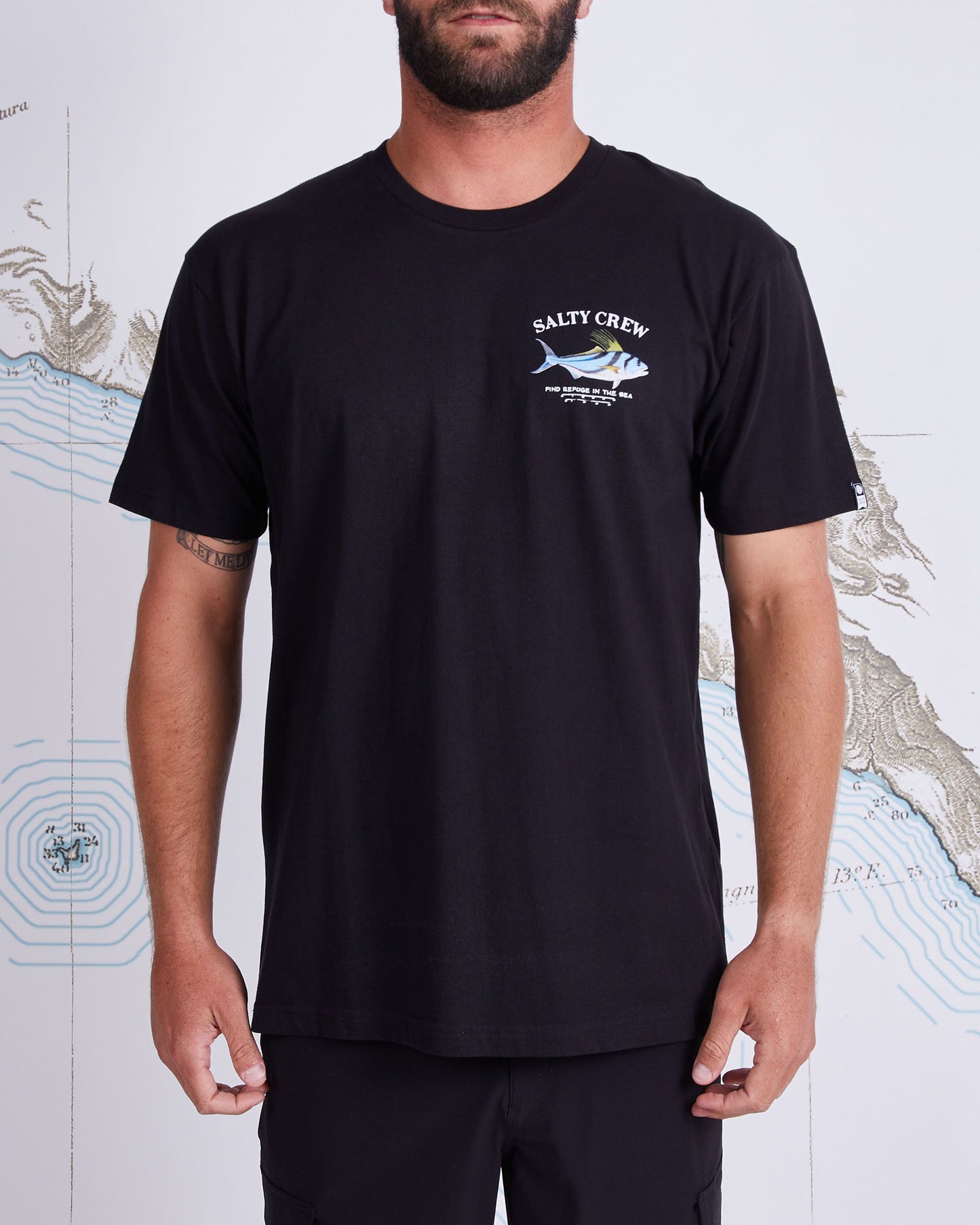 On body front of Rooster Black Premium S/S Tee