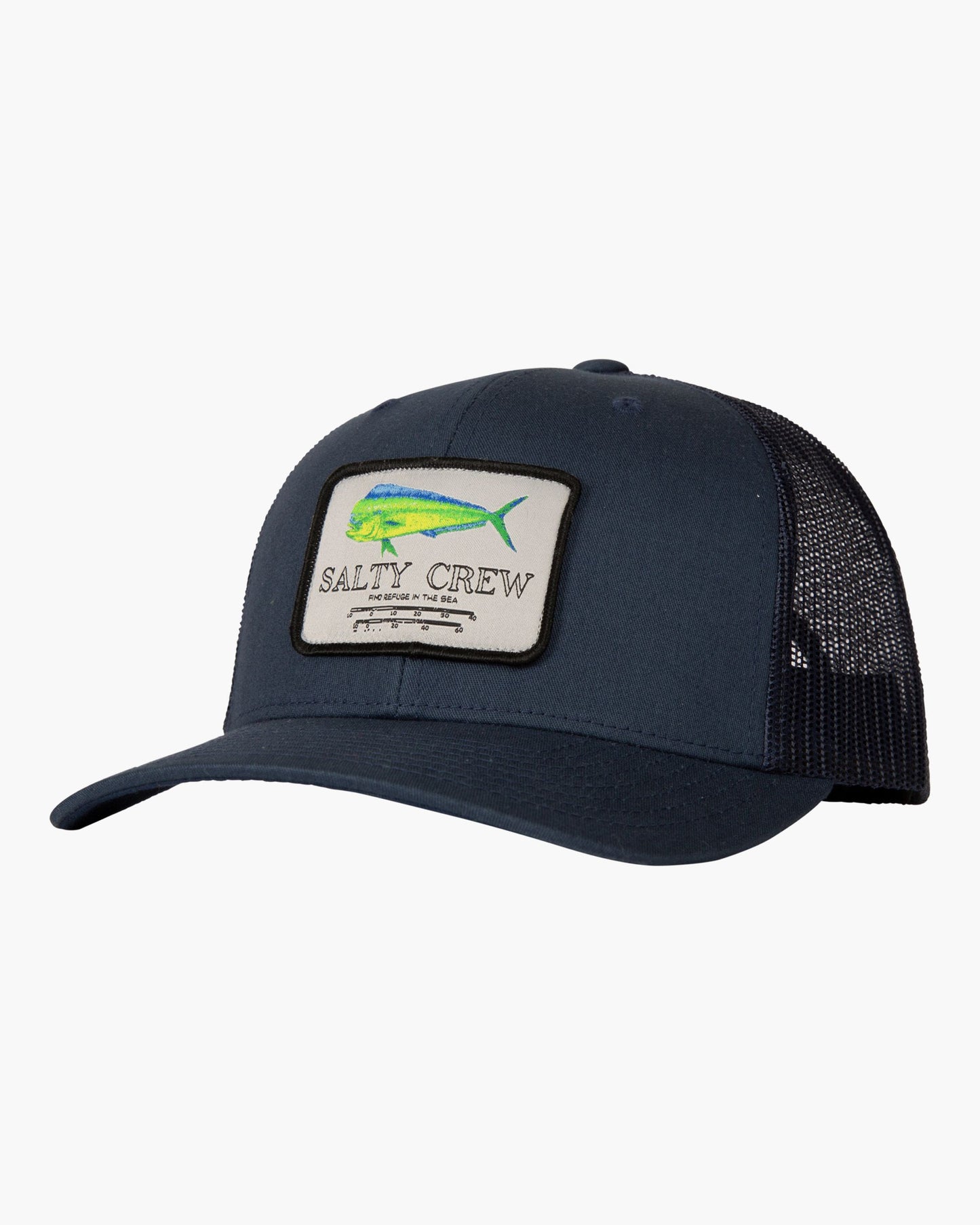 Front of Mahi Mount Navy Retro Trucker