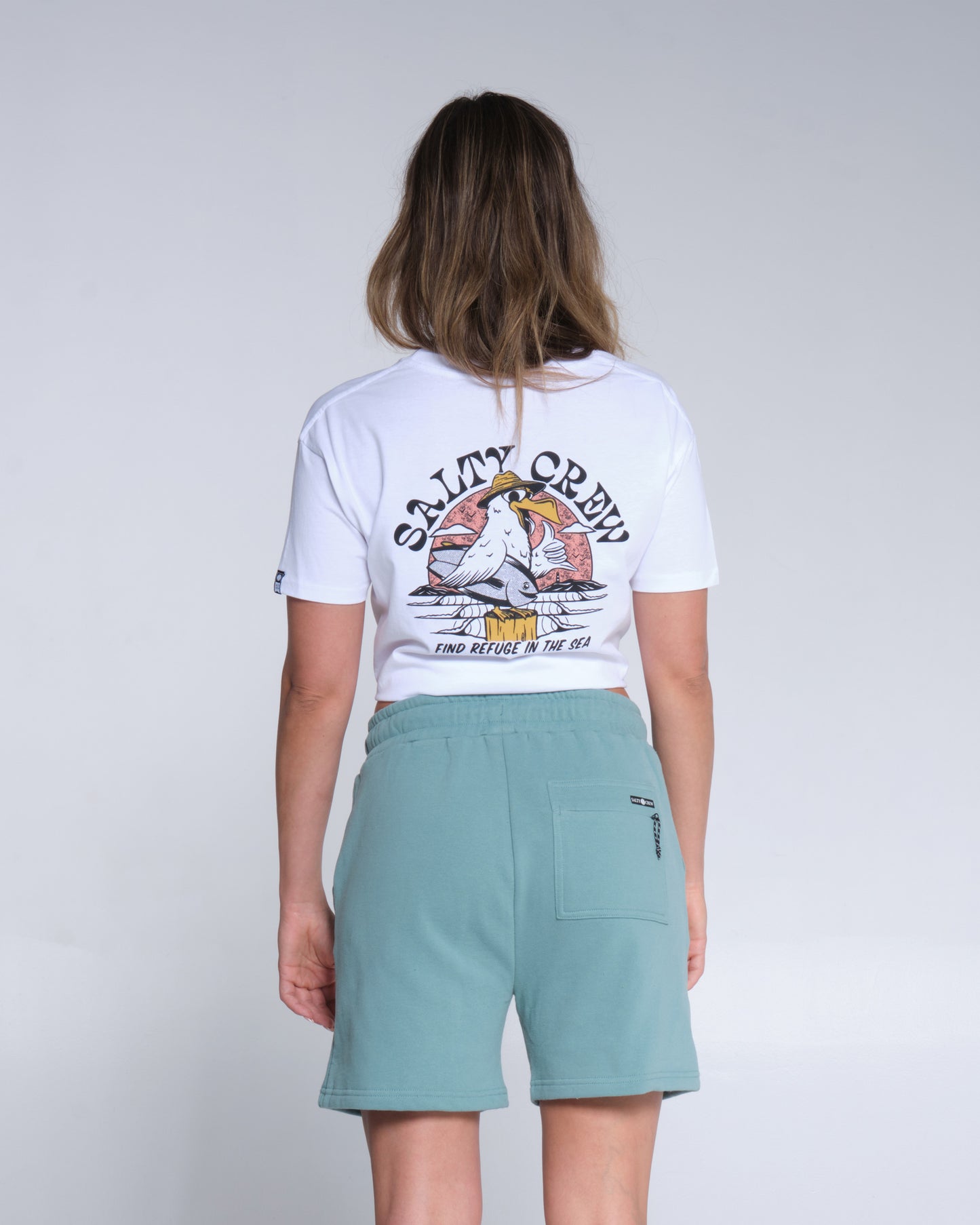 back graphic of Alpha Dusty Turq Sweatshort