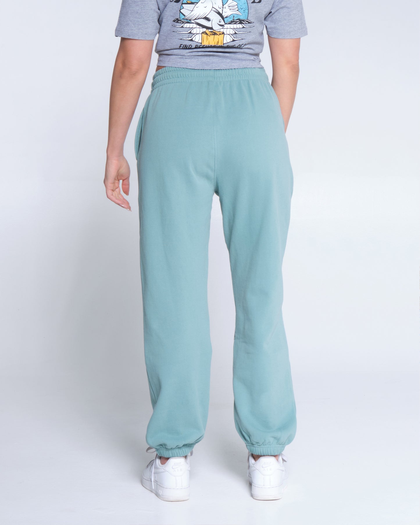 back detail of Alpha Dusty Turq Sweatpant