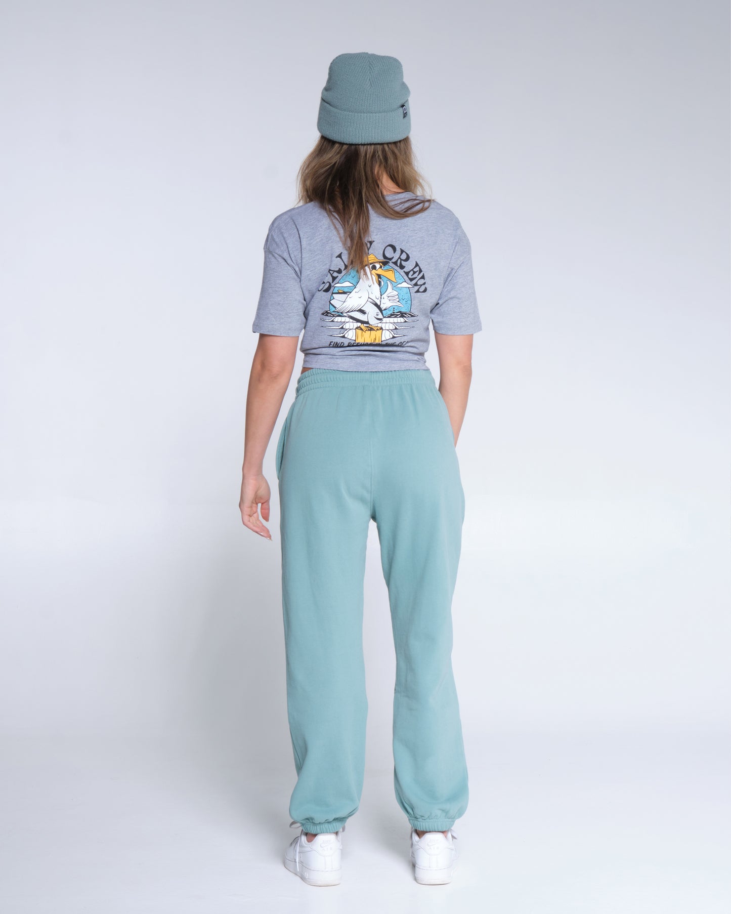 back view of Alpha Dusty Turq Sweatpant