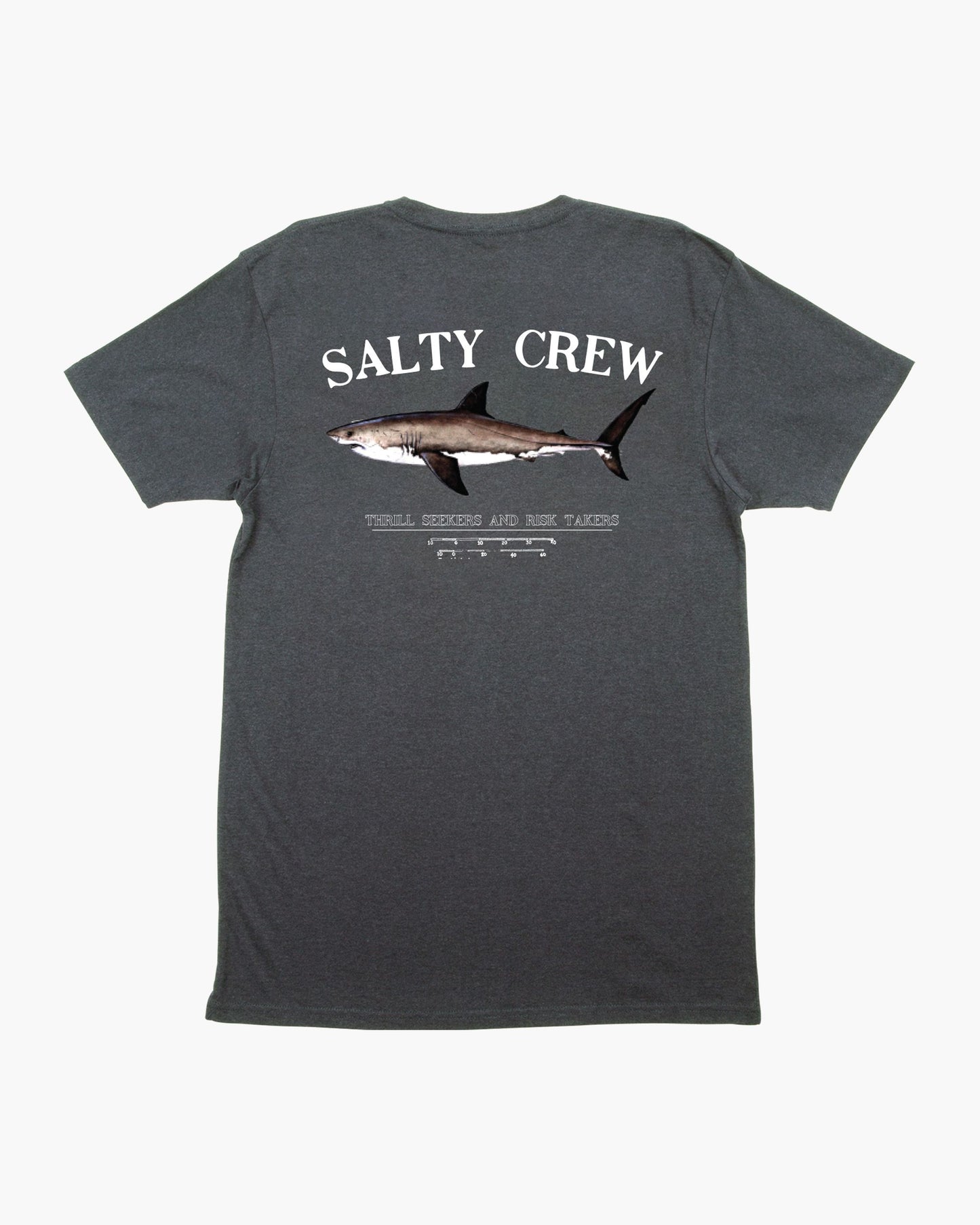 Off body back of Bruce Charcoal Heather S/S Premium Tee