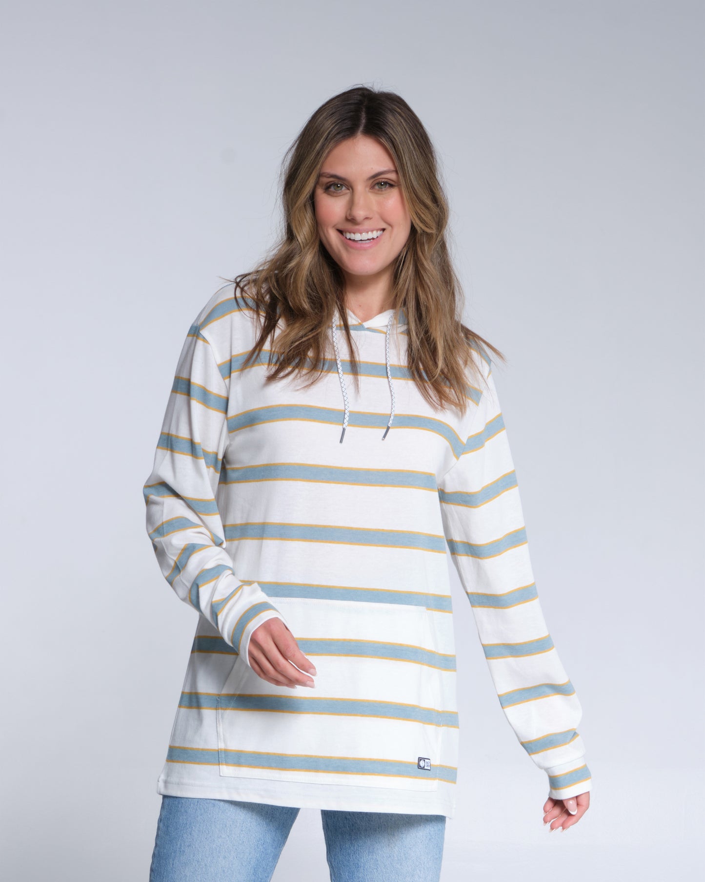 front view of Leeward Dusty Turq Mid Weight Hoody