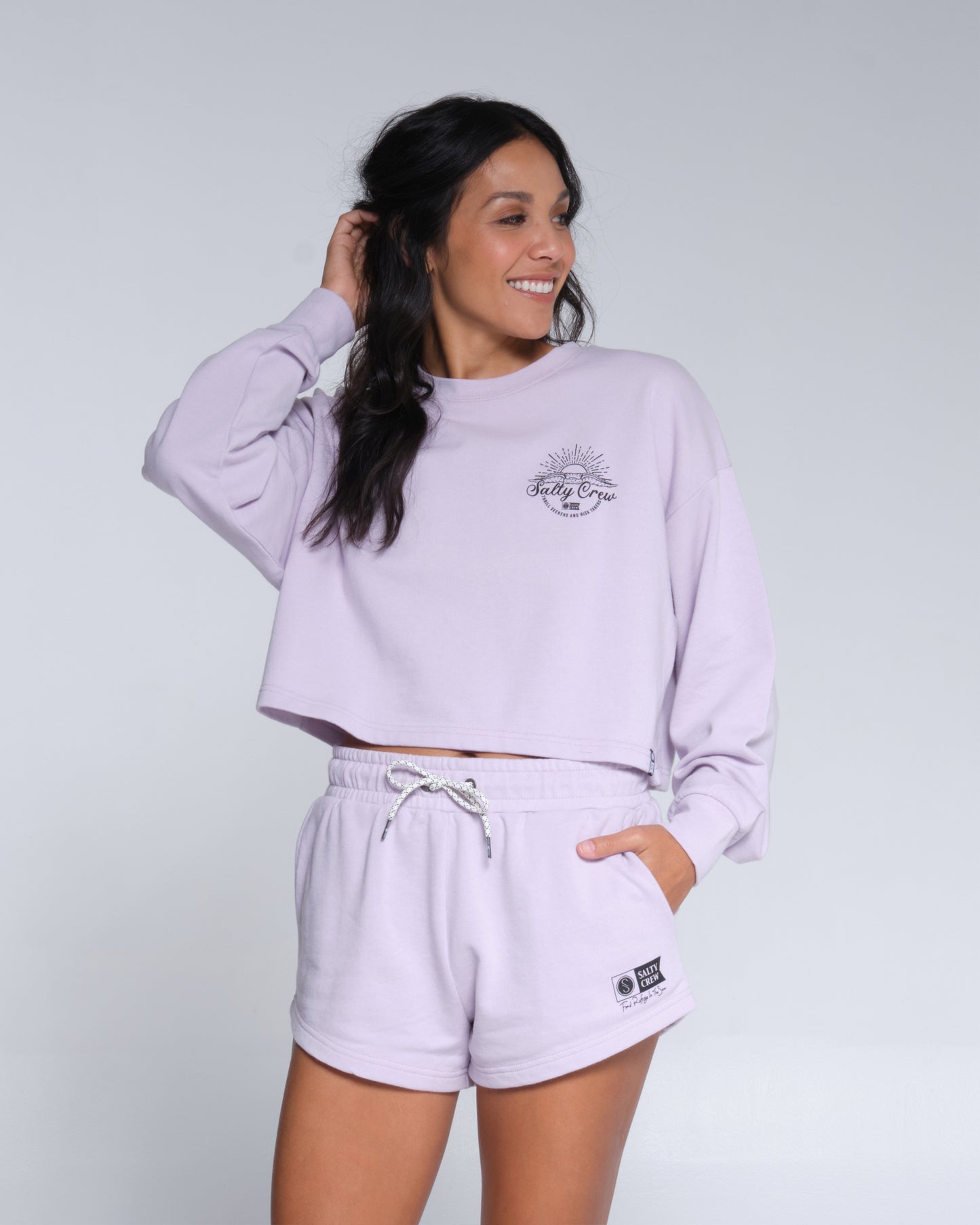 alternate front view of Sand Set Lavender Fog Crew