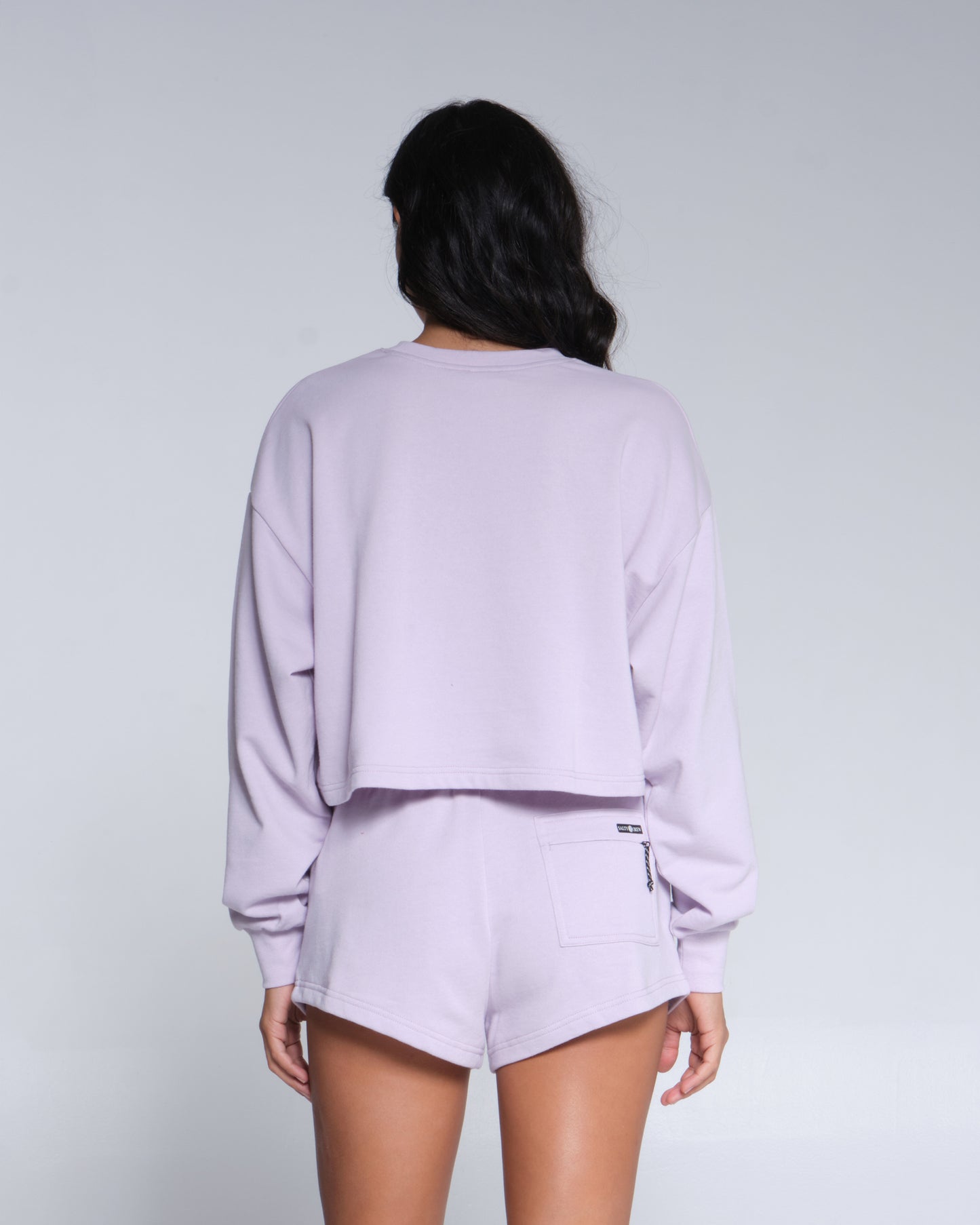back view of Sand Set Lavender Fog Crew